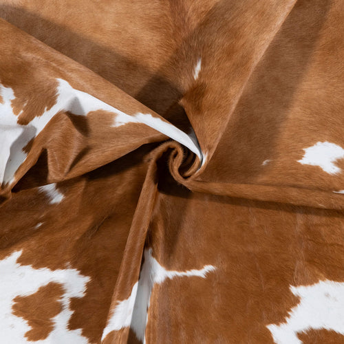 Brazilian Brown and White Cowhide Rug Size 7'3" L x 6'2" W 7244