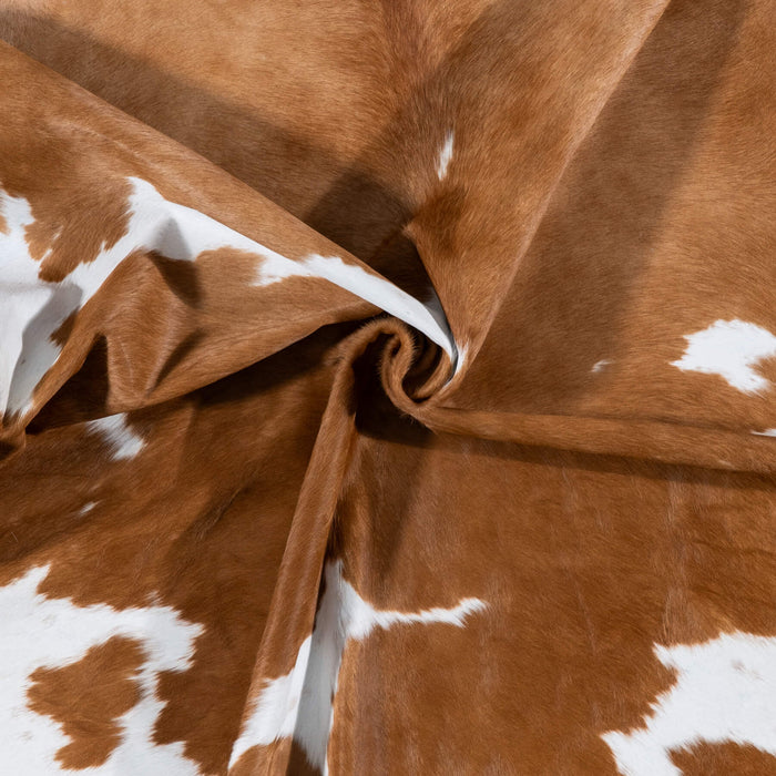 Brazilian Brown and White Cowhide Rug Size 7'3" L x 6'2" W 7244
