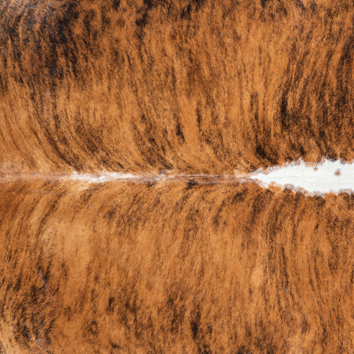 Brazilian Brindle White Belly and Backbone Cowhide Rug Size 6'6" L x 6'9" W 7402