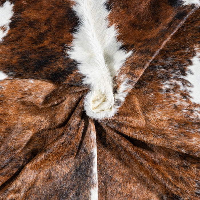 Brazilian Brindle White Belly and Backbone Cowhide Rug Size 8'1" L x 7'2" W 7408