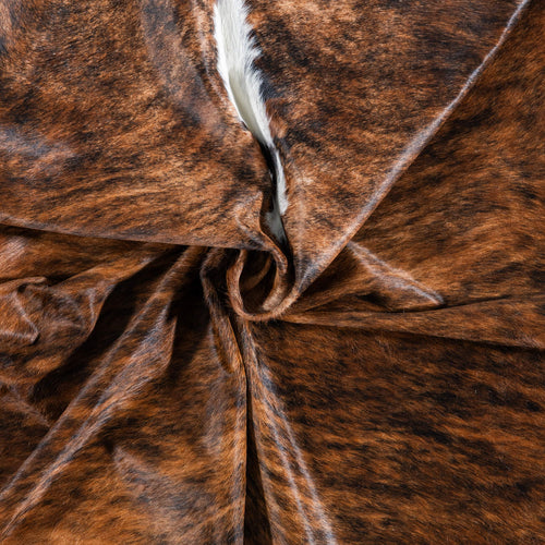 Brazilian Brindle White Belly and Backbone Cowhide Rug Size 8'6" L x 7'7" W 7409