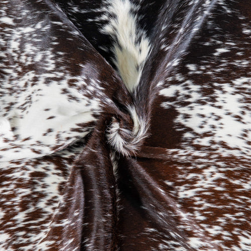 Brazilian Chocolate and White Cowhide Rug Size 8'3" L x 6'8" W 7421