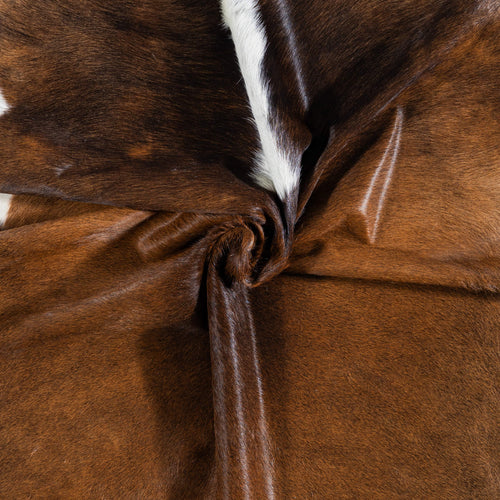 Brazilian Chocolate and White Cowhide Rug Size 7'1" L x 6'1" W 7467