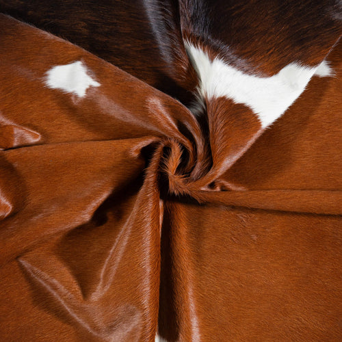 Brazilian Chocolate and White Cowhide Rug Size 7'2" L x 6'3" W 7468