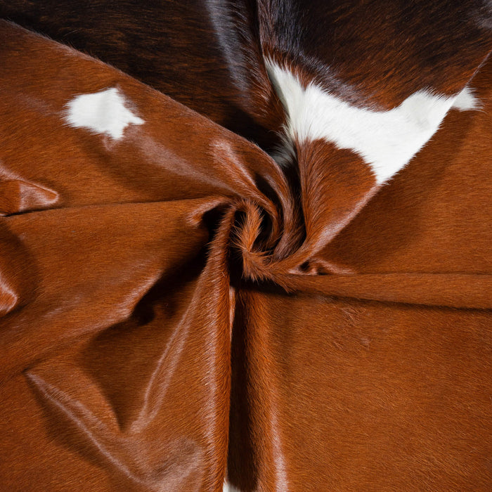 Brazilian Chocolate and White Cowhide Rug Size 7'2" L x 6'3" W 7468