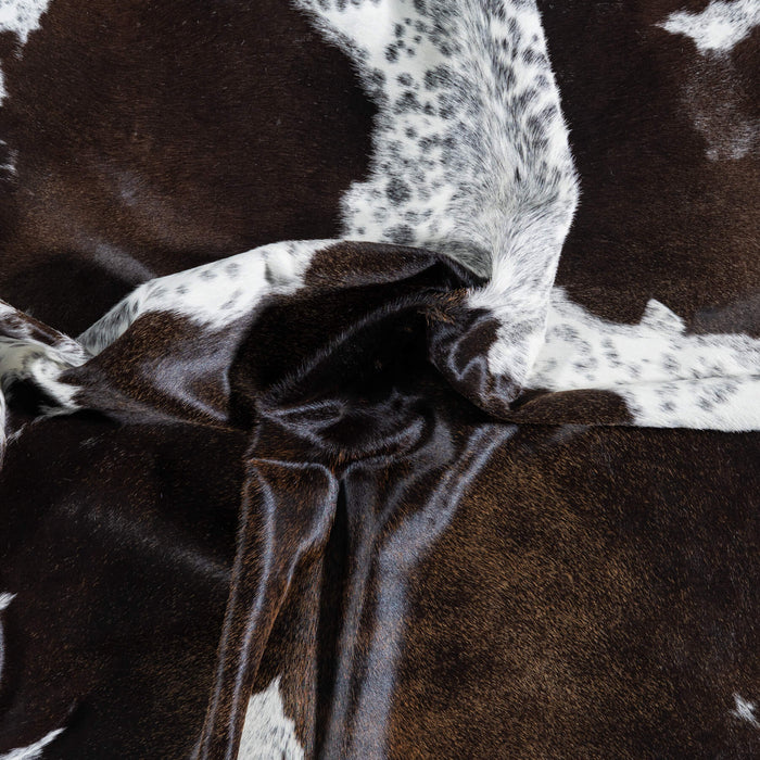 Brazilian Chocolate and White Cowhide Rug Size 7'5" L x 5'10" W 7470
