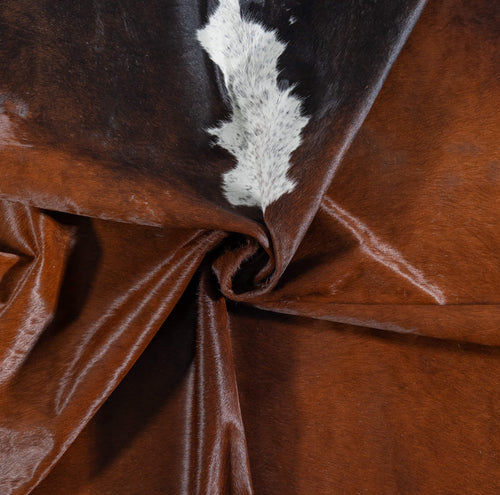 Brazilian Chocolate and White Cowhide Rug Size 7'3" L x 6'8" W 7472