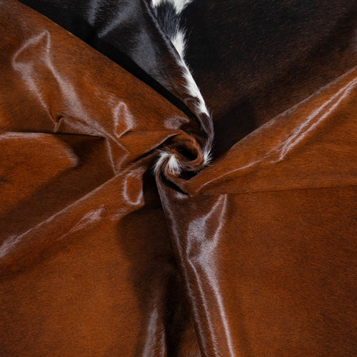 Brazilian Chocolate and White Cowhide Rug Size 6'11" L x 6'1" W 7477