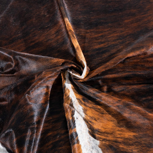 Tricolor Brindle Mix Cowhide Rug Size 7'11" L x 6'11" W 7510