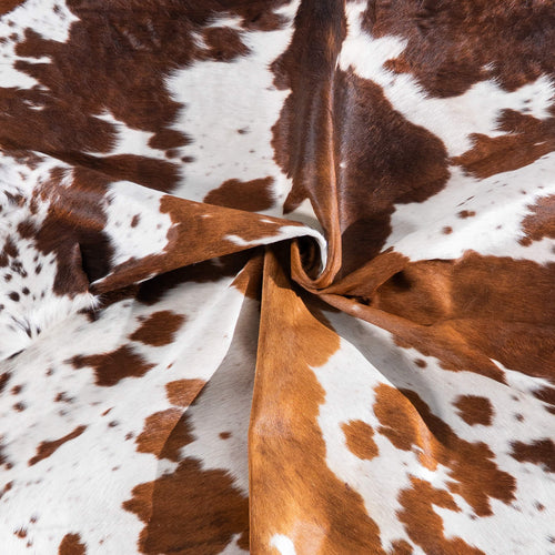 White Tricolor Cowhide Rug Size 7'1" L x 6'7" W 7514