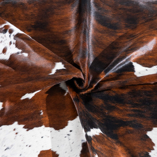 Tricolor Brindle Mix Cowhide Rug Size 7'11" L x 6'11" W 7515