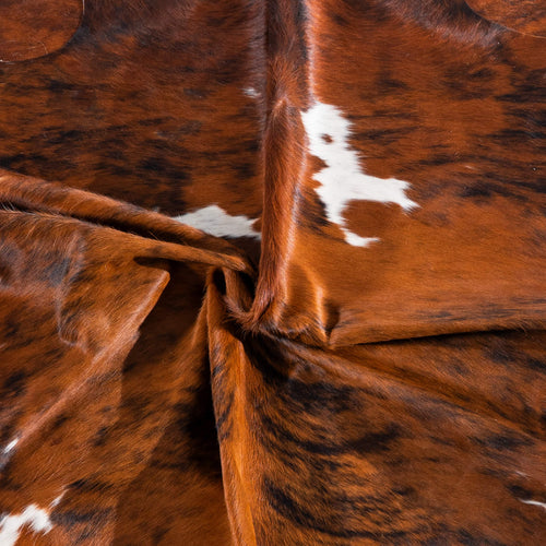 Tricolor Brindle Mix Cowhide Rug Size 7'1" L x 6'8" W 7524