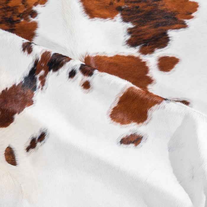 White Tricolor Cowhide Rug Size 7'11" L x 7'4" W 7528