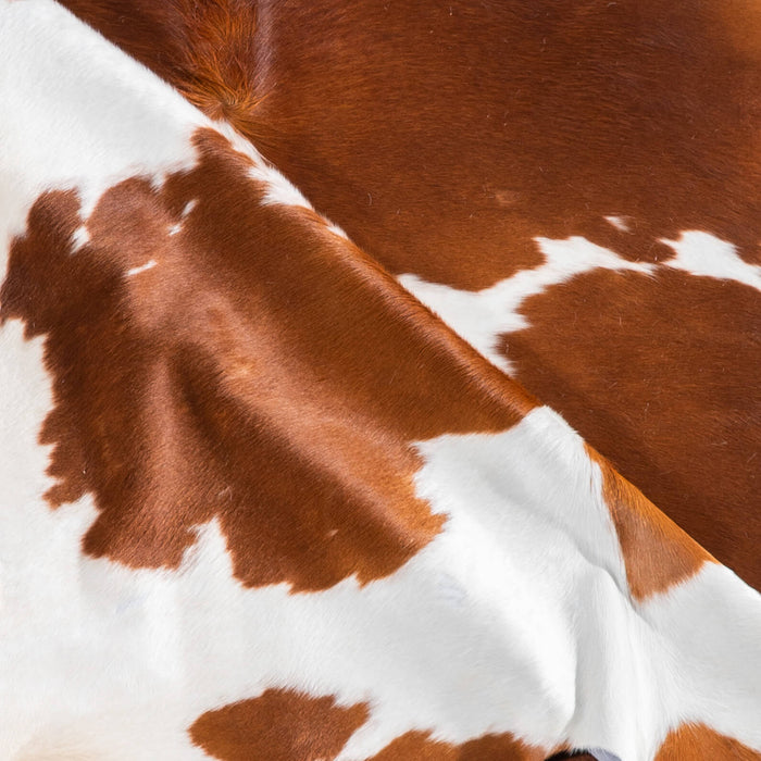 Brown and White Cowhide Rug Size 7'2" L x 7'0" W 7535