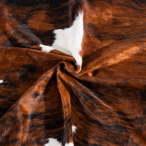 Tricolor Brindle Mix Cowhide Rug Size 7'10" L x 7'5" W 7537