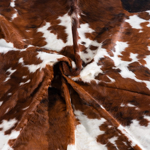 Tricolor Cowhide Rug Size 7'6" L x 7'1" W 7549