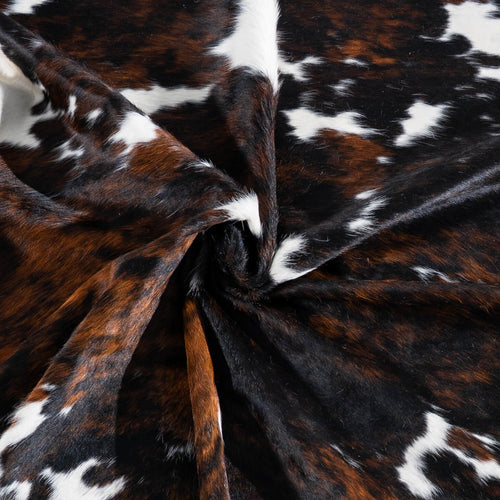 Tricolor Cowhide Rug Size 7'7" L x 6'11" W 7562