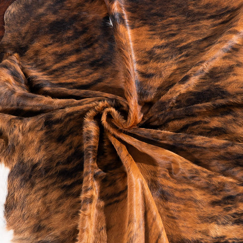 Tricolor Brindle Mix Cowhide Rug Size 7'6" L x 7'1" W 7579