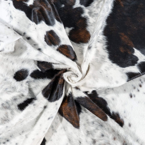 White Tricolor Cowhide Rug Size 7'11" L x 7'0" W 7615
