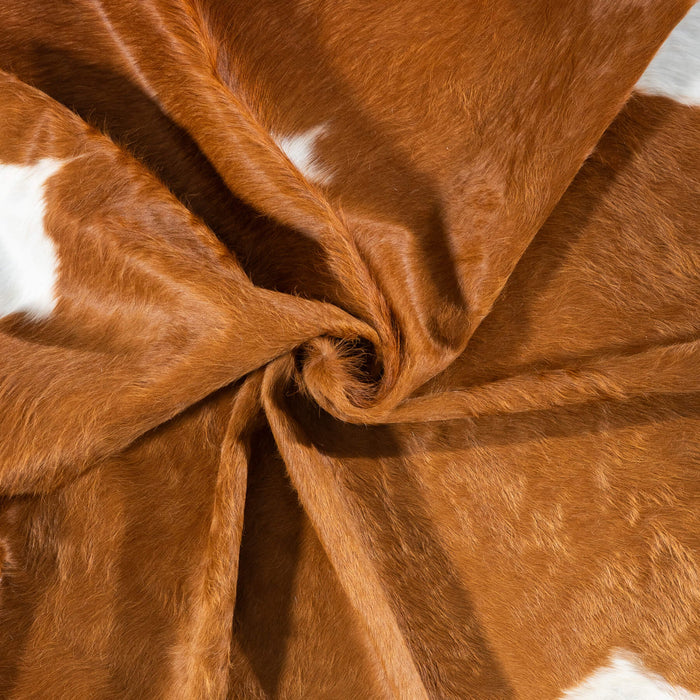 Brown and White Cowhide Rug Size 7'0" L x 6'8" W 7625