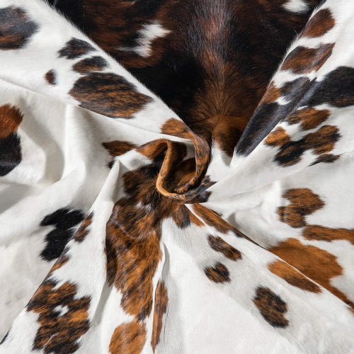 White Tricolor Cowhide Rug Size 8'0" L x 7'1" W 7634
