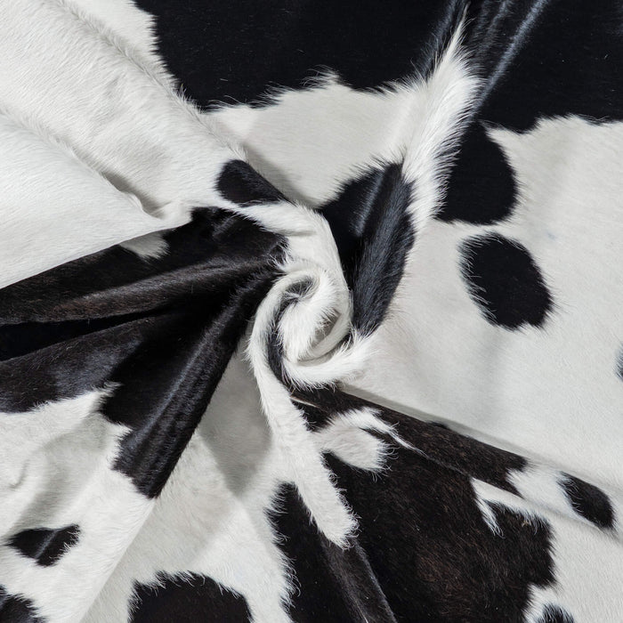 Brazilian Black and White Cowhide Rug Size 7'4" L x 6'4" W 7653