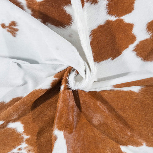 Brazilian Brown and White Cowhide Rug Size 7'8" L x 7'5" W 7686
