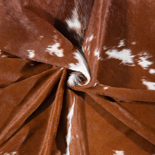 Brazilian Brown and White Cowhide Rug Size 8'1" L x 7'5" W 7694