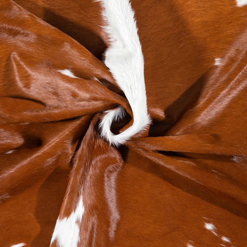 Brazilian Brown and White Cowhide Rug Size 7'5" L x 6'10" W 7695
