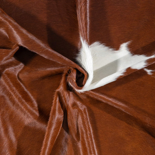 Brazilian Brown and White Cowhide Rug Size 7'9" L x 6'9" W 7696