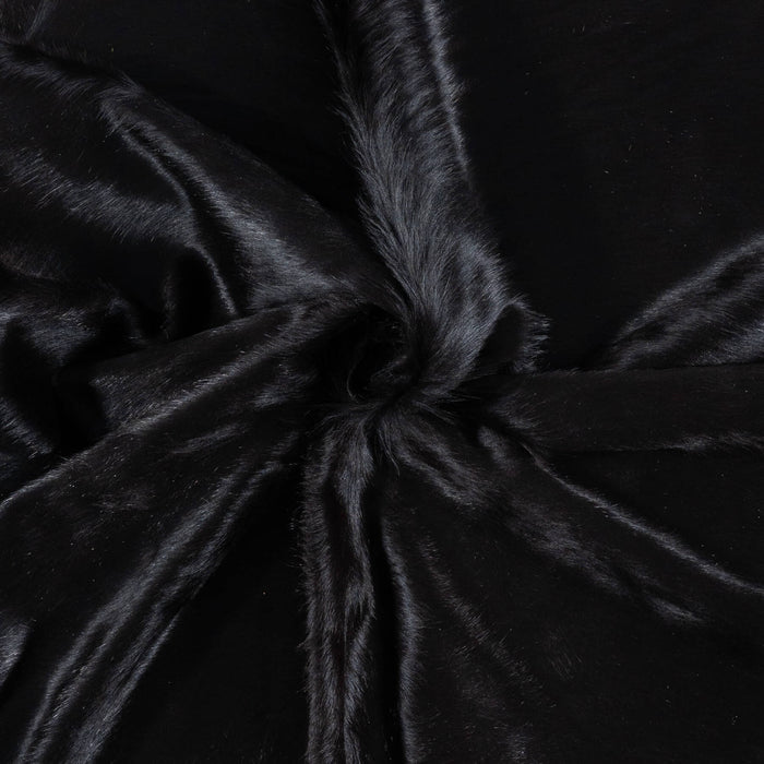 Brazilian Solid Black Cowhide Rug Size 7'3" L x 7'1" W 7726