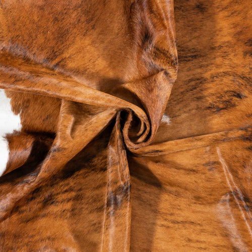 Brazilian Brindle White Belly Cowhide Rug Size 6'11" L x 6'3" W 7788