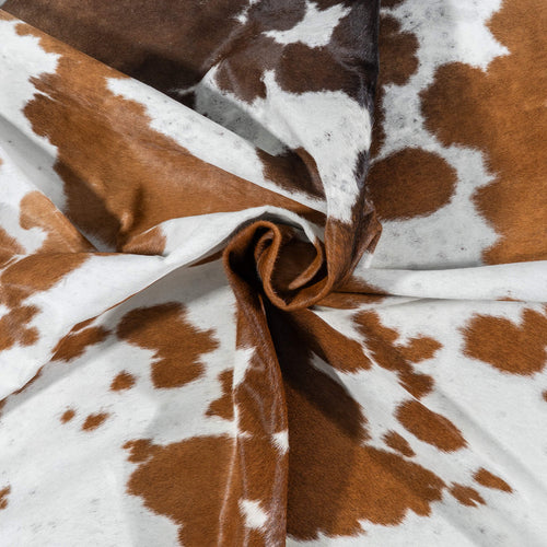 Brazilian Chocolate and White Cowhide Rug Size 7'2" L x 6'6" W 7843