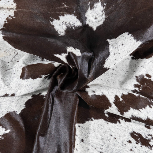 Brazilian Chocolate and White Cowhide Rug Size 7'9" L x 6'8" W 7844