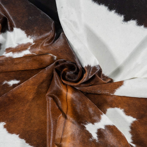 Brazilian Chocolate and White Cowhide Rug Size 6'10" L x 6'11" W 7845