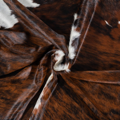 Brazilian Brindle White Belly and Backbone Cowhide Rug Size 7'3" L x 6'5" W 7846