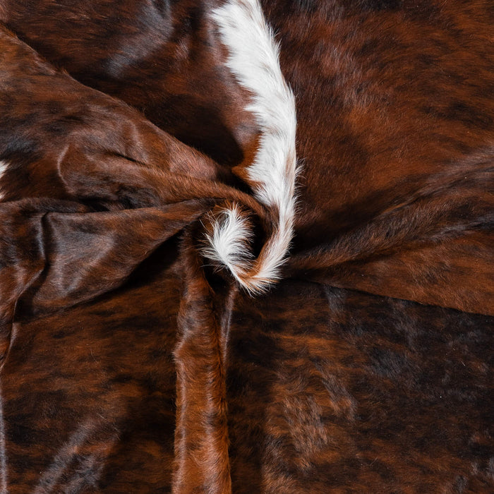 Brazilian Brindle White Belly and Backbone Cowhide Rug Size 7'3" L x 6'3" W 7847
