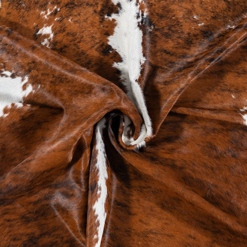 Brazilian Brindle White Belly and Backbone Cowhide Rug Size 7'4" L x 6'5" W 7849