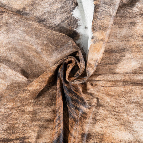 Brazilian Brindle White Belly and Backbone Cowhide Rug Size 6'10" L x 6'4" W 7850