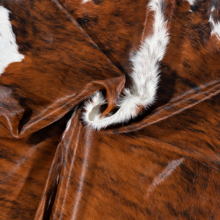 Brazilian Brindle White Belly and Backbone Cowhide Rug Size 6'8" L x 5'11" W 7851