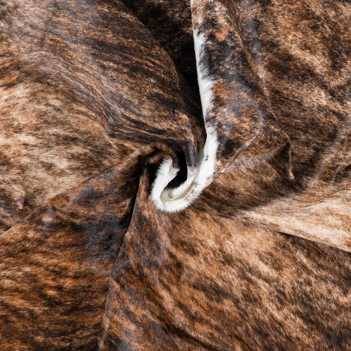 Brazilian Brindle White Belly and Backbone Cowhide Rug Size 7'3" L x 6'4" W 7857