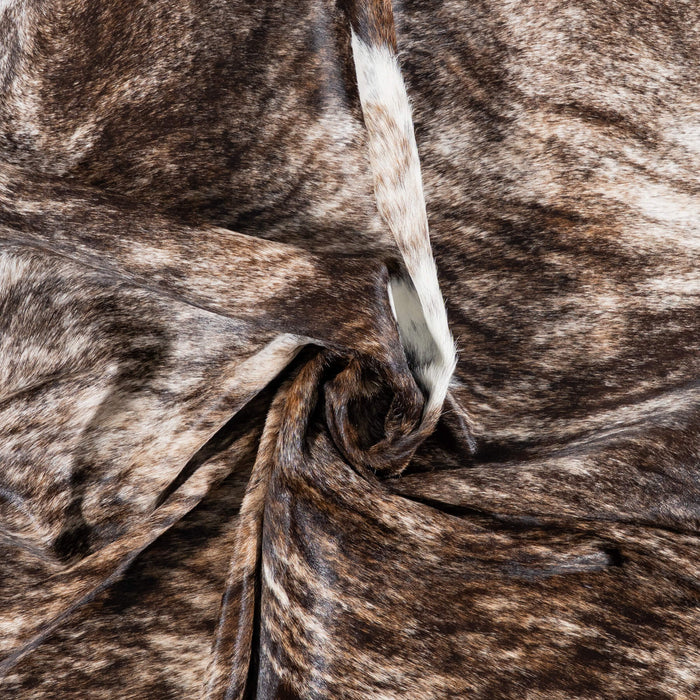 Brazilian Brindle White Belly and Backbone Cowhide Rug Size 7'2" L x 6'3" W 7858