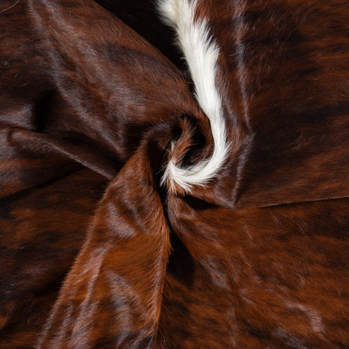 Brazilian Brindle White Belly and Backbone Cowhide Rug Size 7'7" L x 6'11" W 7865