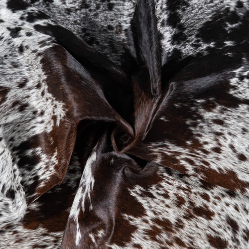 Brazilian Chocolate and White Cowhide Rug Size 6'7" L x 5'6" W 8065