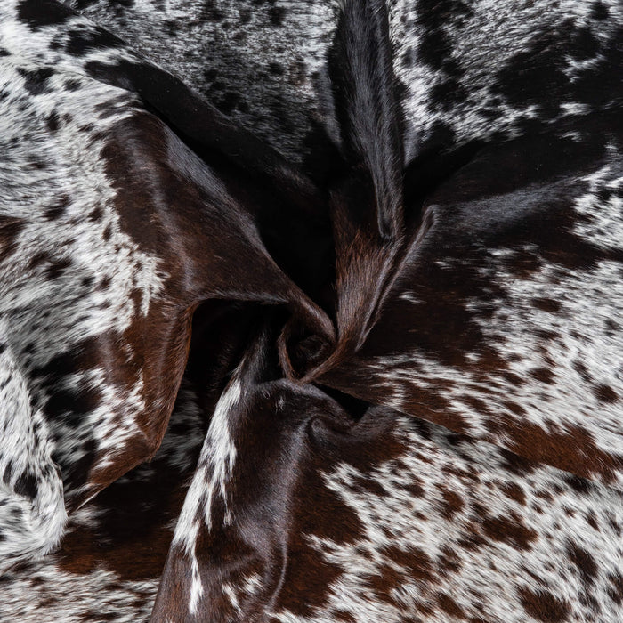Brazilian Chocolate and White Cowhide Rug Size 6'7" L x 5'6" W 8065