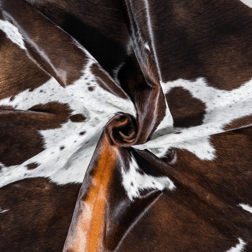 Brazilian Chocolate and White Cowhide Rug Size 6'8" L x 6'3" W 8073