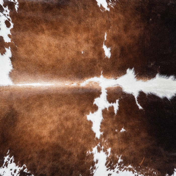 Brazilian Chocolate and White Cowhide Rug Size 7'6" L x 6'4" W 8075