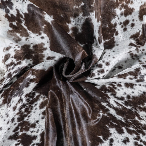 Brazilian Chocolate and White Cowhide Rug Size 7'4" L x 6'8" W 8076