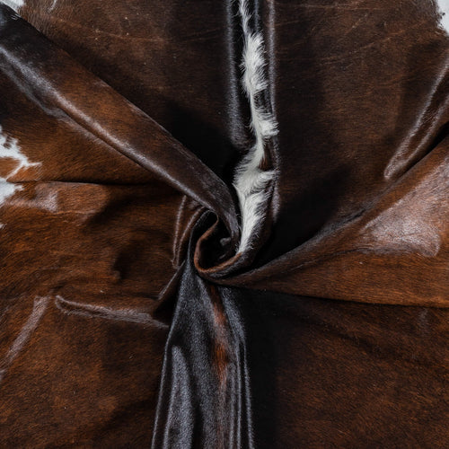 Brazilian Chocolate and White Cowhide Rug Size 7'5" L x 6'6" W 8077