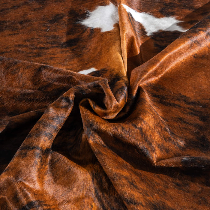 Tricolor Brindle Mix Cowhide Rug Size 7'3" L x 6'6" W 8107
